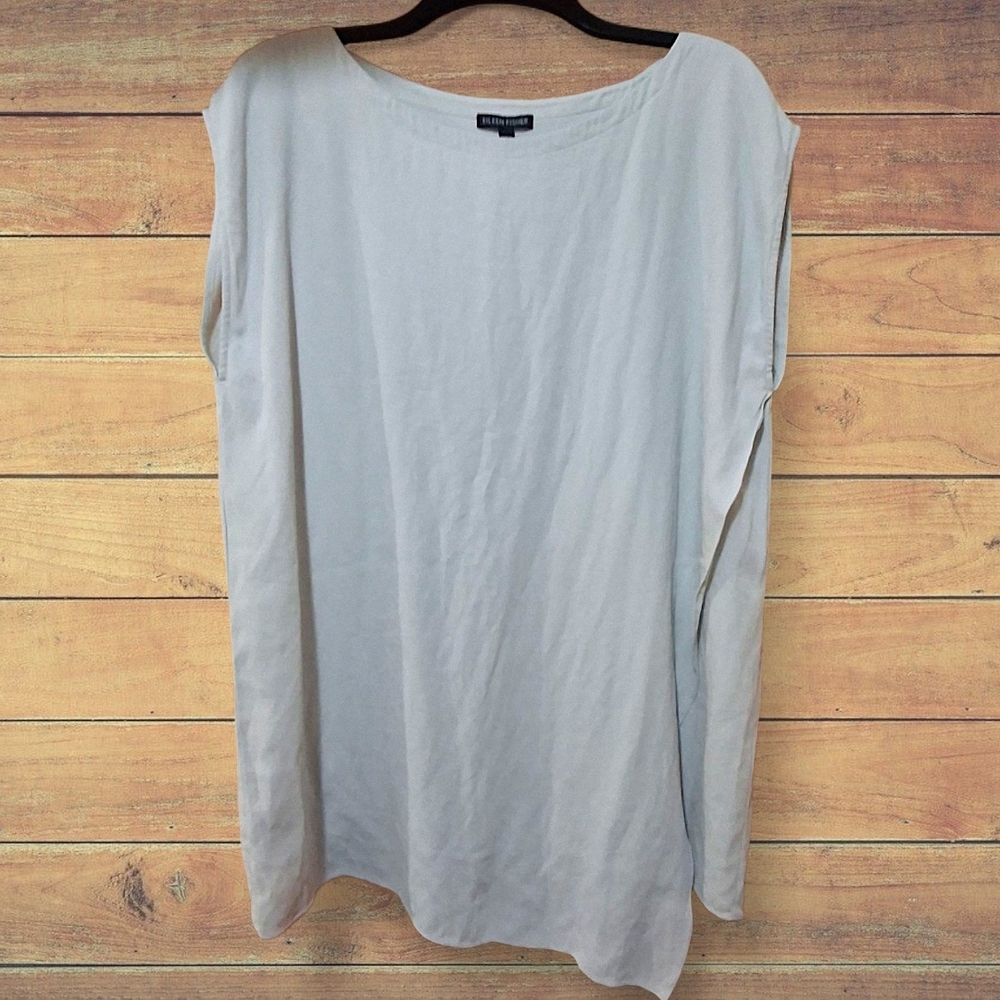 Eileen Fisher Bone Silk Crepe Blouse